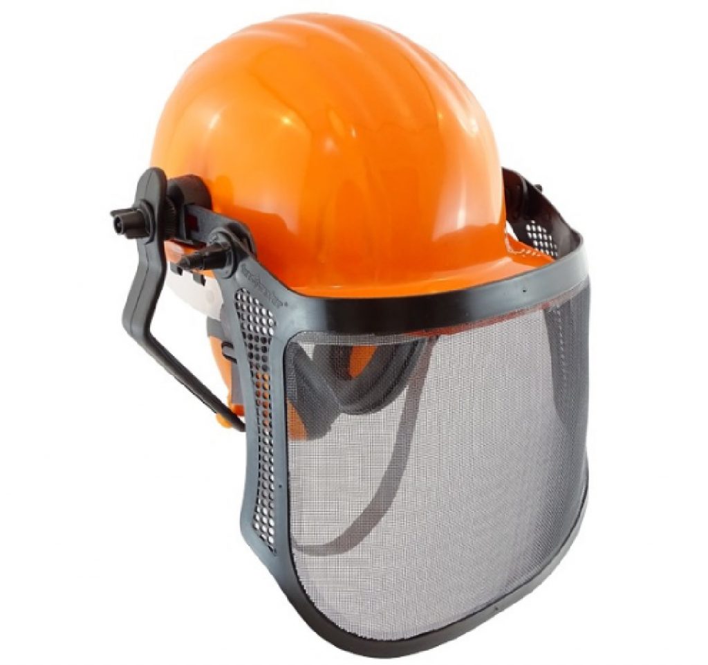 Casco Forestale Integral Forest - Arancione/Grigio, Con Visiera In Metallo, Taglia Unica